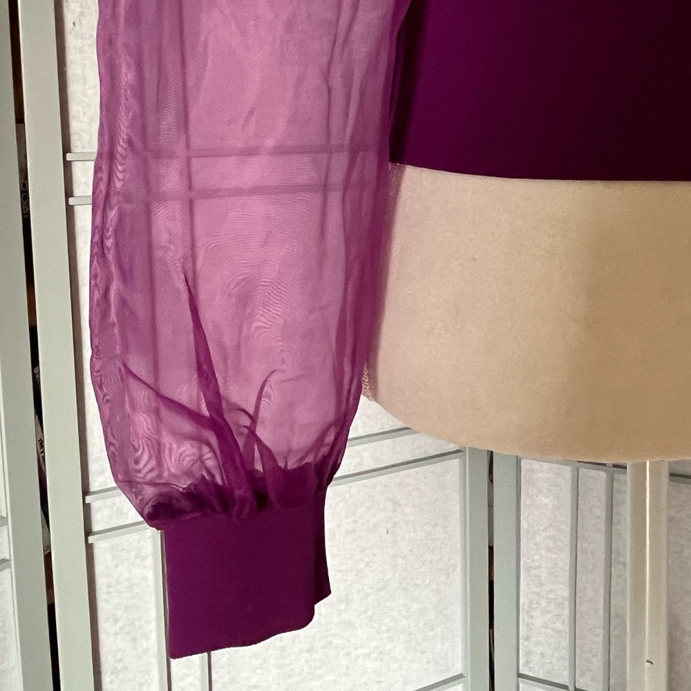 House of Harlow 1960 Purple Sheer Sleeve Blouse - Picture 7 of 10